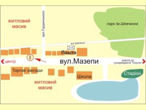 Схема рекламної площини за адресою Мазепи        центр