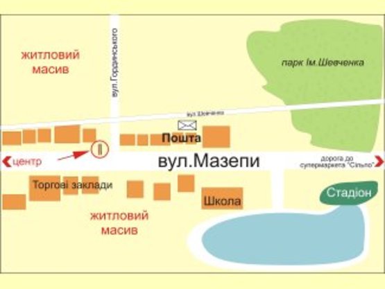 Схема рекламної площини за адресою Мазепи        центр