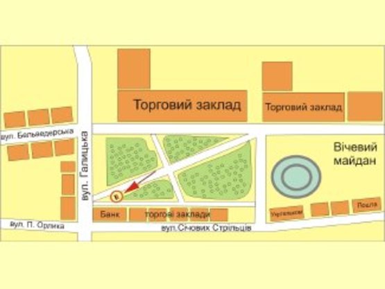 Схема рекламної площини за адресою Вічевий майдан-Галицька №3