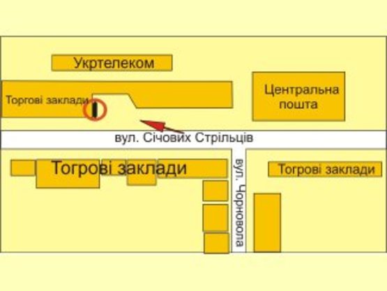 Схема рекламной плоскости по адресу Січових Стрільців ( зупинка )