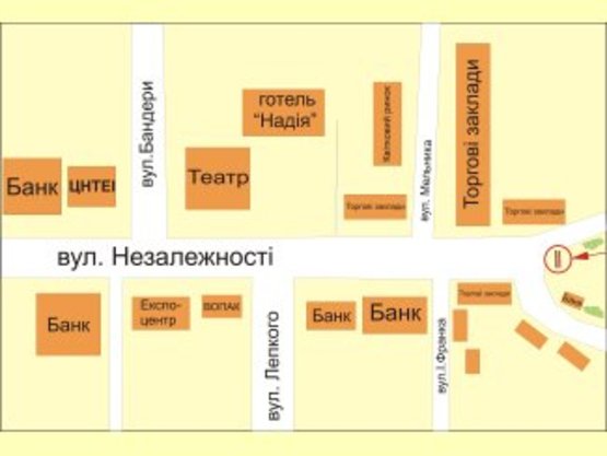 Схема рекламной плоскости по адресу Незалежності (початок стометровки)