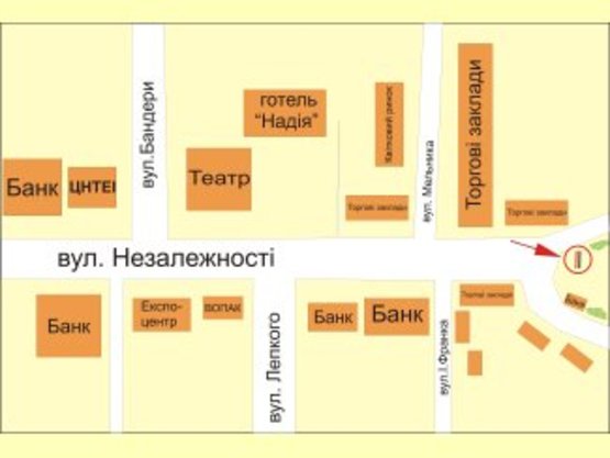Схема рекламной плоскости по адресу Незалежності (початок стометровки)