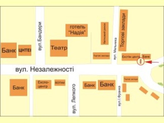 Схема рекламної площини за адресою Січових Стрільців (Екстім центр)