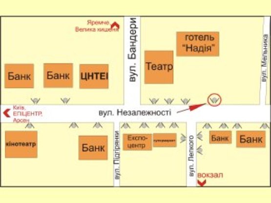 Схема рекламної площини за адресою вул. Незалежності (гот. "НАДІЯ") №1 ст.Б