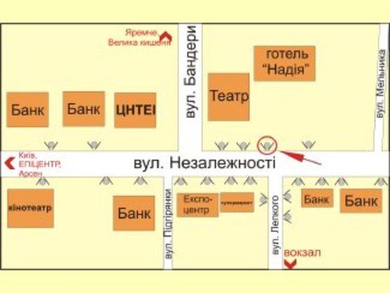 Схема рекламної площини за адресою вул. Незалежності (гот. "НАДІЯ") №2 ст.А