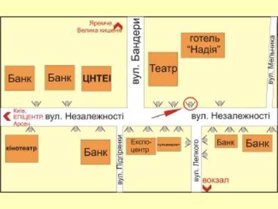 Схема рекламної площини за адресою вул. Незалежності (гот. "НАДІЯ") №2 ст.Б