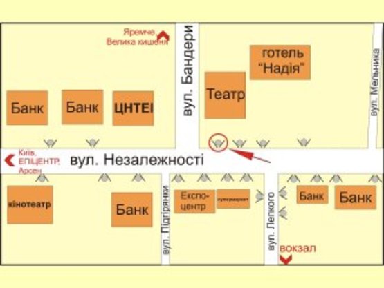 Схема рекламної площини за адресою вул. Незалежності (гот. "НАДІЯ") №4 ст.А