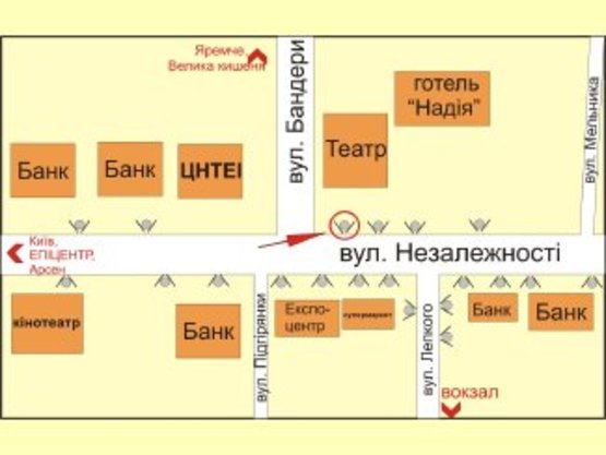 Схема рекламной плоскости по адресу вул. Незалежності (гот. "НАДІЯ") №4 ст.Б