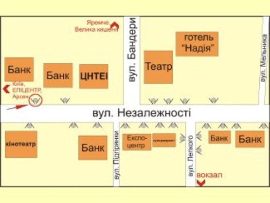 Схема рекламної площини за адресою вул. Незалежності ( "УкрінБанк") №2 ст.Б