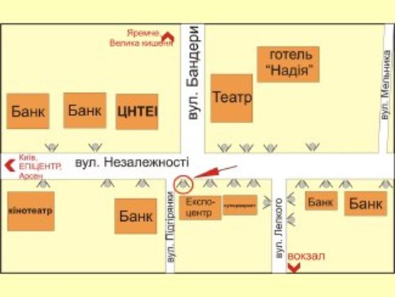 Схема рекламної площини за адресою вул. Незалежності - вул.М.Підгірянки ст.Б    перехрестя