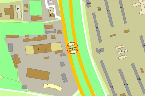 Схема рекламной плоскости по адресу Окружная дорога, разделитель / напротив ул.Зодчих, 66 по ходу к проспекту Победы