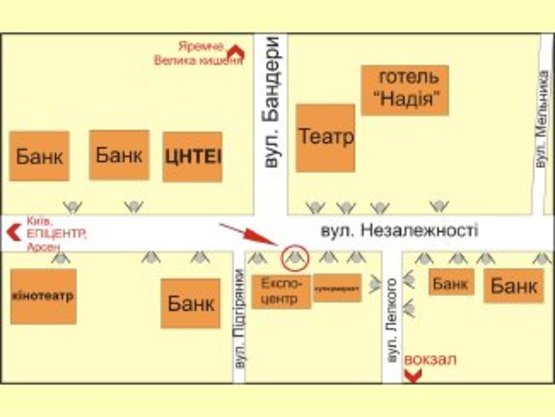 Схема рекламної площини за адресою вул. Незалежності (навпроти драм.Театру) №1 ст.А