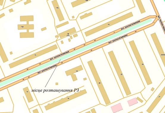 Схема рекламной плоскости по адресу ул.Шолом-Алейхема, 18 на разделителе (к М.Жукова) А1