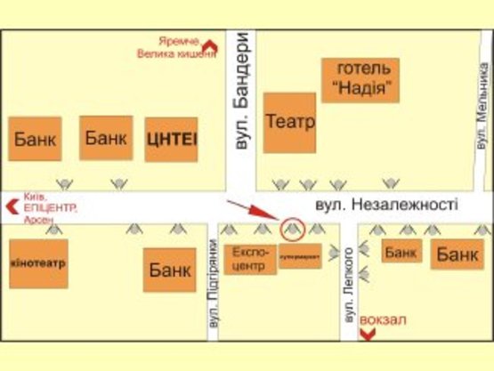 Схема рекламної площини за адресою вул. Незалежності (навпроти драм.Театру) №2 ст.А