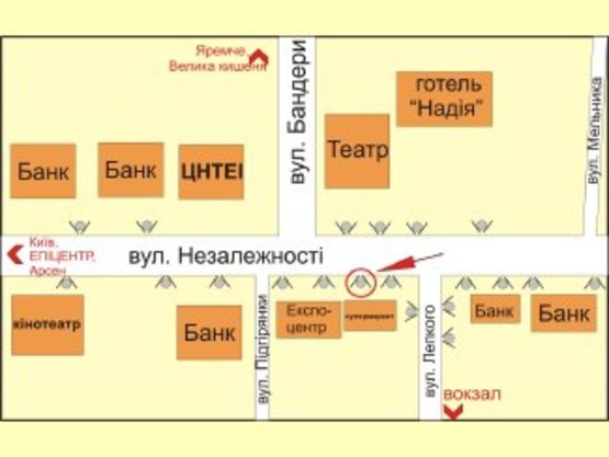 Схема рекламної площини за адресою вул. Незалежності (навпроти драм.Театру) №2 ст.Б