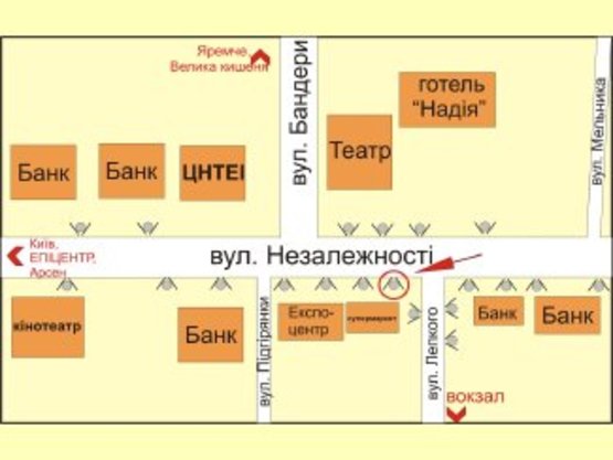 Схема рекламной плоскости по адресу вул. Незалежності (навпроти драм.Театру) №3 ст.Б