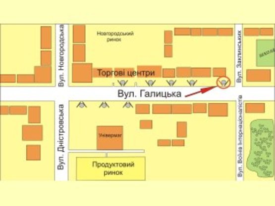 Схема рекламної площини за адресою вул. Галицька (меблі Альба) №1 ст Б