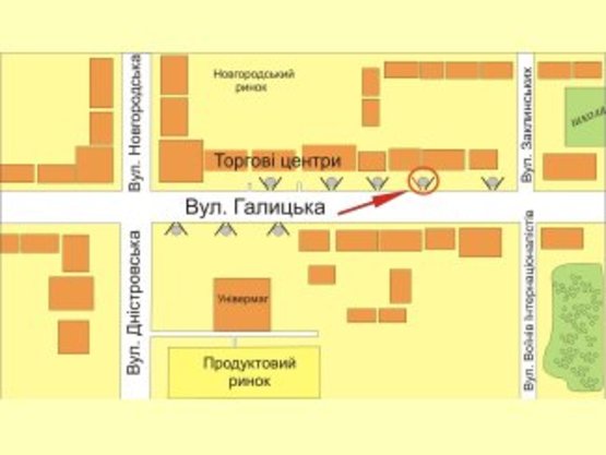 Схема рекламної площини за адресою вул. Галицька (меблі Альба) №2 ст Б