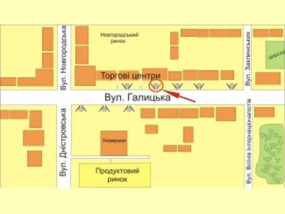 Схема рекламной плоскости по адресу вул. Галицька (Навпроти "каскад карпати") №4 ст А