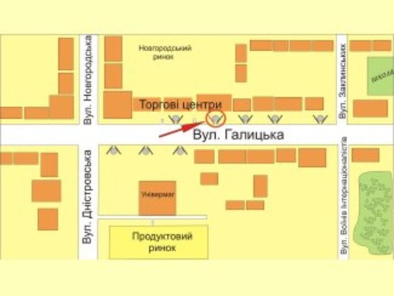 Схема рекламной плоскости по адресу вул. Галицька (Навпроти "каскад карпати") №4 ст Б