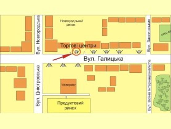 Схема рекламной плоскости по адресу вул. Галицька (Навпроти "каскад карпати") №5 ст Б