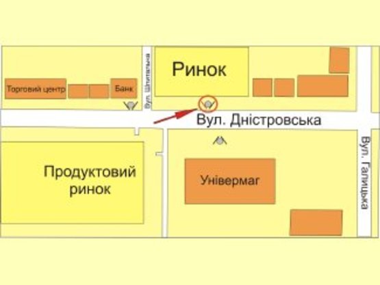 Схема рекламної площини за адресою вул. Дністровська -вул. Шпитальна № 1 ст Б