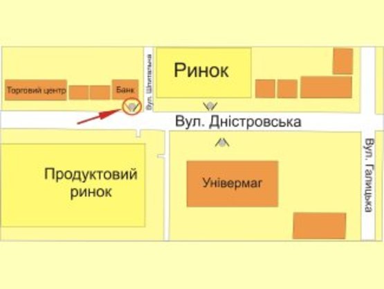 Схема рекламної площини за адресою вул. Дністровська -вул. Шпитальна № 2 ст Б