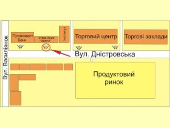 Схема рекламной плоскости по адресу вул. Дністровська (біля "Промінвестбанку") №1ст А