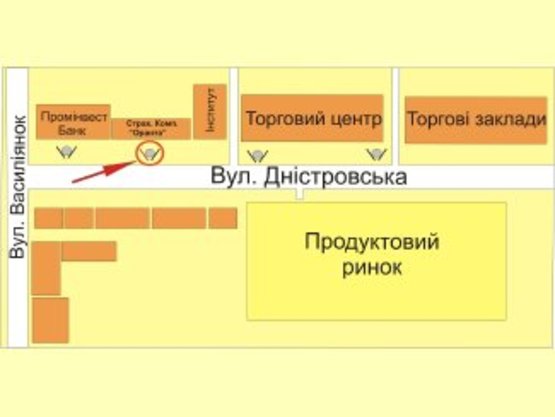 Схема рекламной плоскости по адресу вул. Дністровська (біля "Промінвестбанку") №1 ст Б