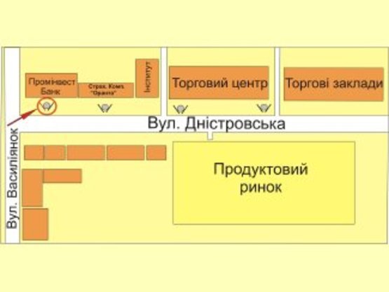 Схема рекламной плоскости по адресу вул. Дністровська (біля "Промінвестбанку") №2 ст Б