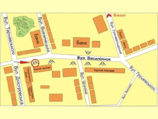 Схема рекламной плоскости по адресу вул. Васильянок (навпроти "Промінвест банку") №1 ст А