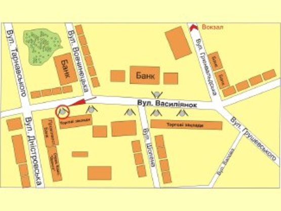 Схема рекламной плоскости по адресу вул. Васильянок (навпроти "Промінвест банку") №1 ст Б