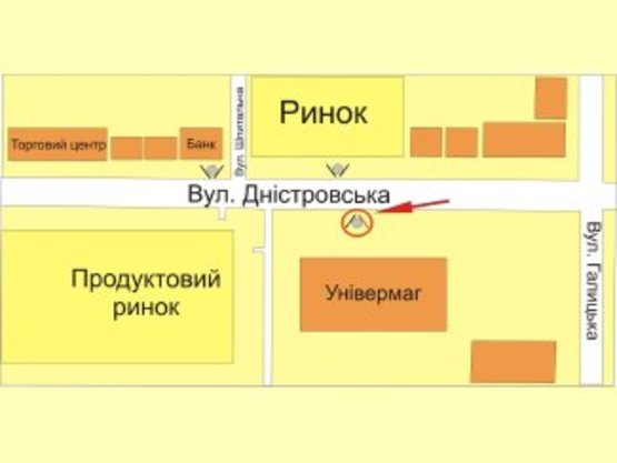 Схема рекламної площини за адресою вул. Дністровська (універмаг "Прикарпаття") ст Б
