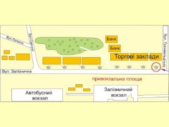 Схема рекламной плоскости по адресу вул.Привокзальна(маг.ФАВОРИТ) №1 ст А