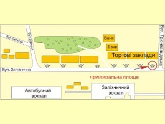 Схема рекламної площини за адресою вул.Привокзальна(маг.ФАВОРИТ) №1 ст Б