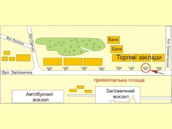 Схема рекламної площини за адресою вул.Привокзальна(каф.РОНДО) №2 ст А