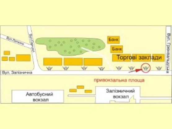 Схема рекламної площини за адресою вул.Привокзальна(каф.РОНДО) №2 ст Б