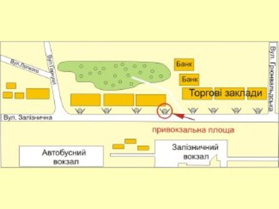 Схема рекламной плоскости по адресу вул.Привокзальна(зупинка 1) №5 ст А