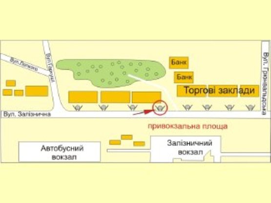 Схема рекламної площини за адресою вул.Привокзальна(зупинка 1) №5 ст Б