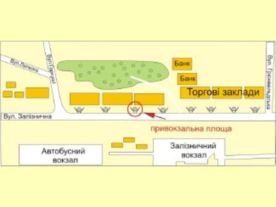 Схема рекламной плоскости по адресу вул.Привокзальна(зупинка 2) №6 ст А