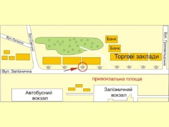 Схема рекламной плоскости по адресу вул.Привокзальна(зупинка 2) №6 ст Б