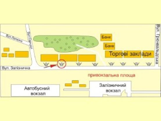 Схема рекламной плоскости по адресу вул.Привокзальна(зупинка кіоски) №7 ст Б