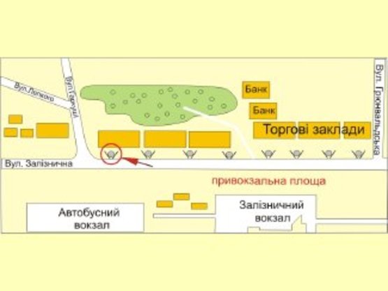 Схема рекламної площини за адресою вул.Привокзальна(зупинка кіоски) №8 ст А