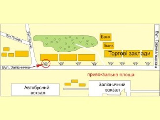 Схема рекламної площини за адресою вул.Привокзальна(зупинка кіоски) №8 ст Б
