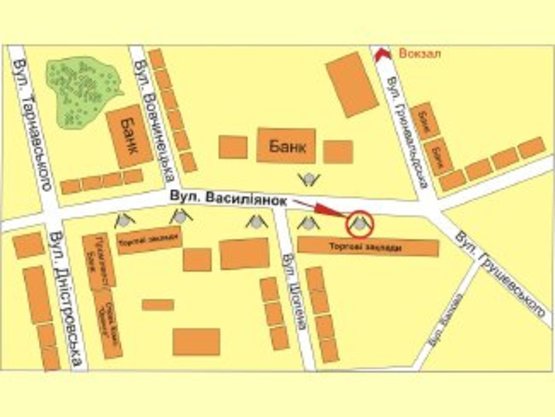 Схема рекламной плоскости по адресу вул. Васильянок (ломбард Скарбниця) №5 ст А