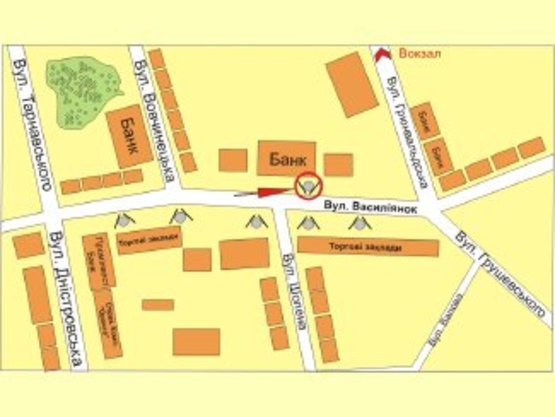 Схема рекламной плоскости по адресу вул. Васильянок ( статуправління ) №6 ст Б