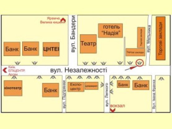 Схема рекламної площини за адресою вул. Незалежності -Мельника №1 ст.Б