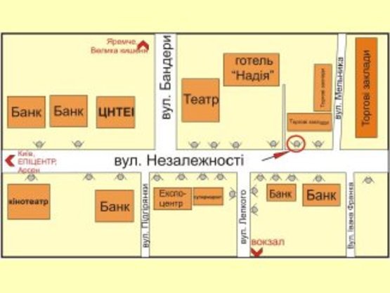 Схема рекламної площини за адресою вул. Незалежності -Мельника №2 ст.Б