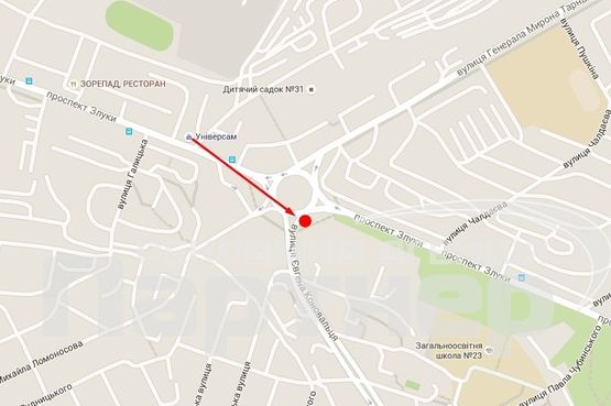 Схема рекламної площини за адресою Злуки п-кт