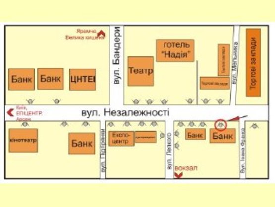 Схема рекламної площини за адресою вул. Незалежності -Франка (маг."Мобілочка") ст.Б